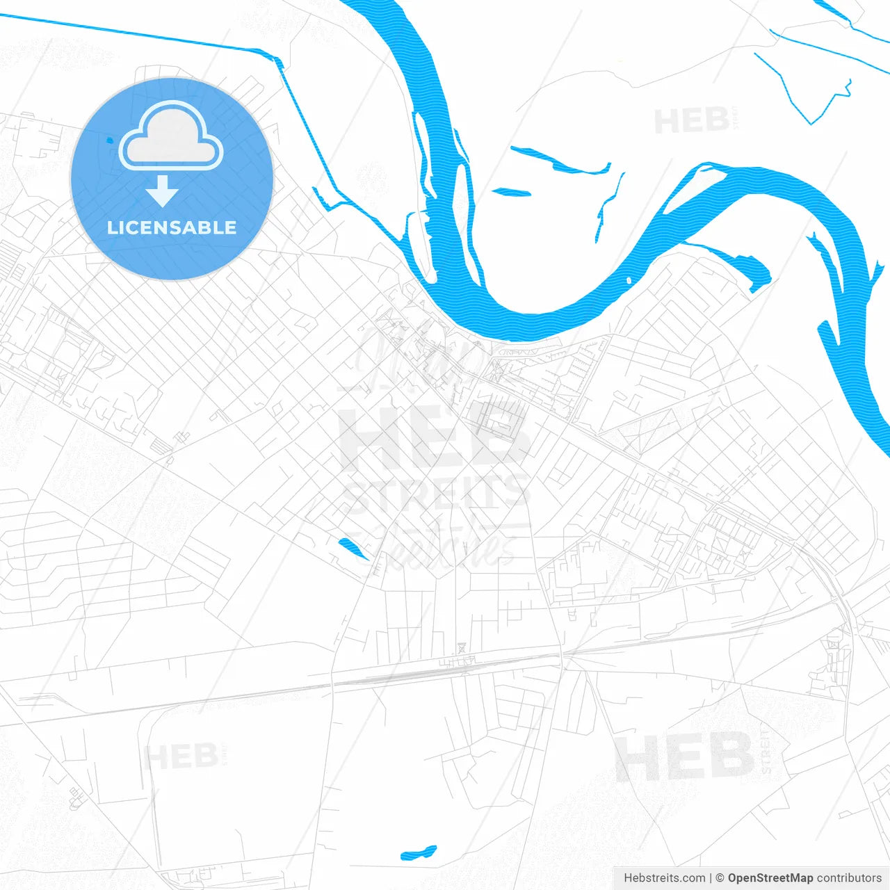 Rechytsa, Belarus PDF vector map with water in focus