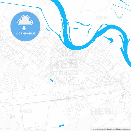 Rechytsa, Belarus PDF vector map with water in focus