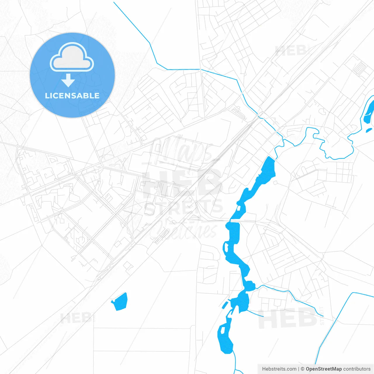 Zhodzina, Belarus PDF vector map with water in focus