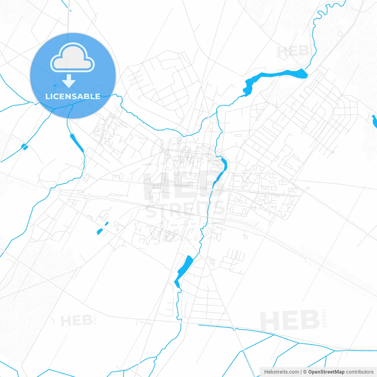 Smarhon, Belarus PDF vector map with water in focus