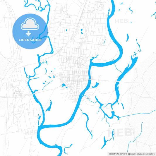 Rahachow, Belarus PDF vector map with water in focus