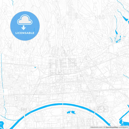 Zagreb, Croatia PDF vector map with water in focus