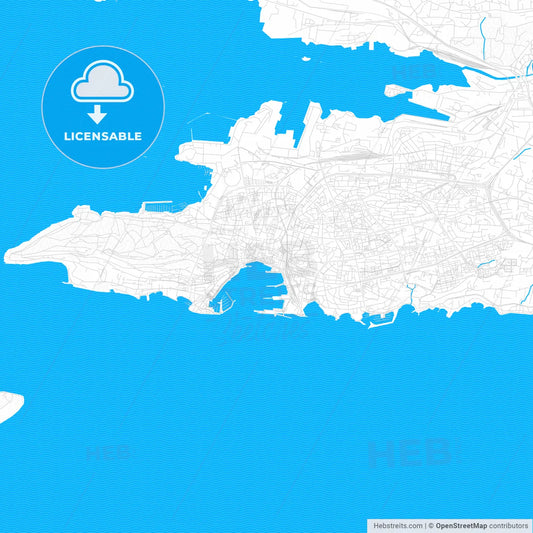 Split, Croatia PDF vector map with water in focus