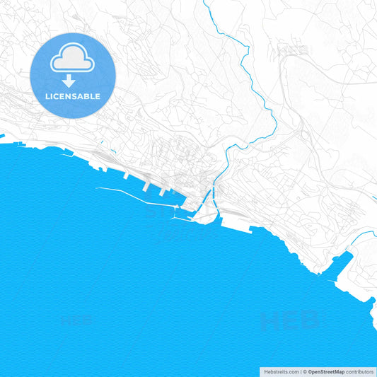 Rijeka, Croatia PDF vector map with water in focus