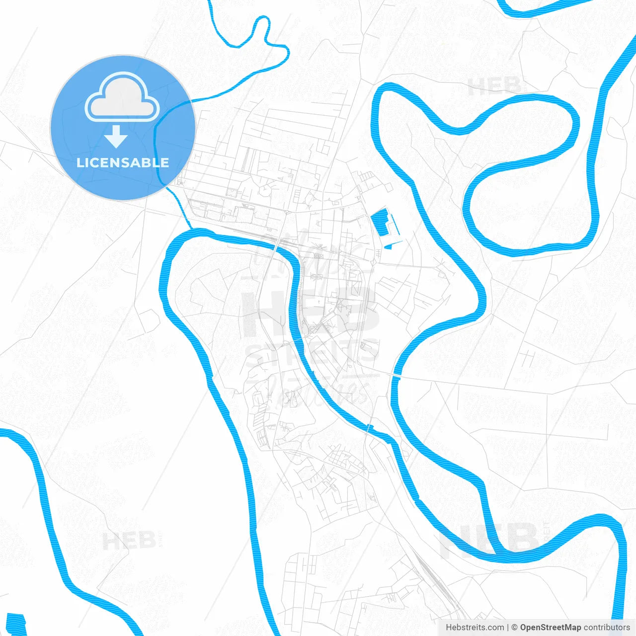 Sisak, Croatia PDF vector map with water in focus