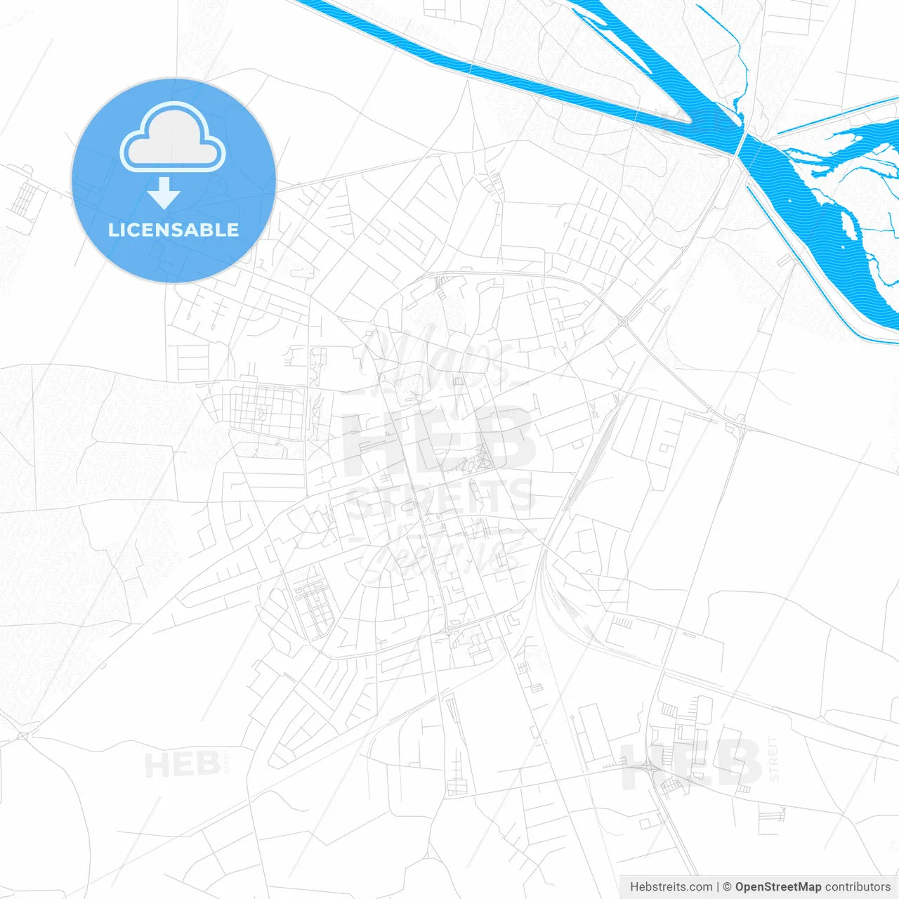 Varaždin, Croatia PDF vector map with water in focus