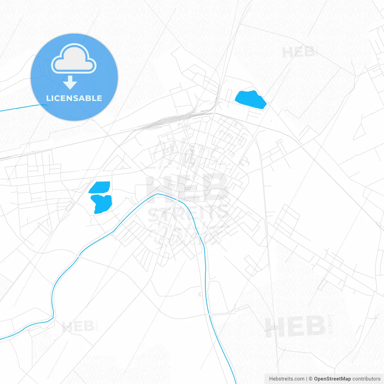 Vinkovci, Croatia PDF vector map with water in focus
