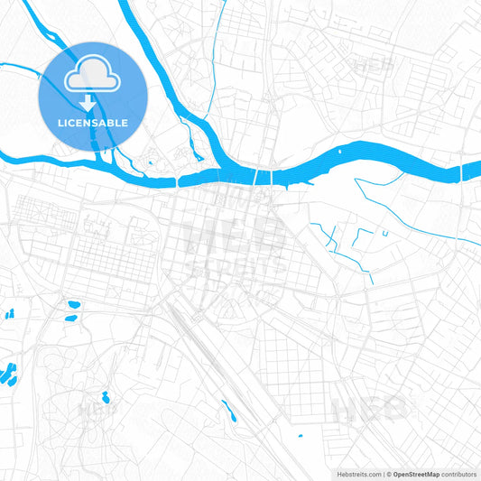 Pori, Finland PDF vector map with water in focus