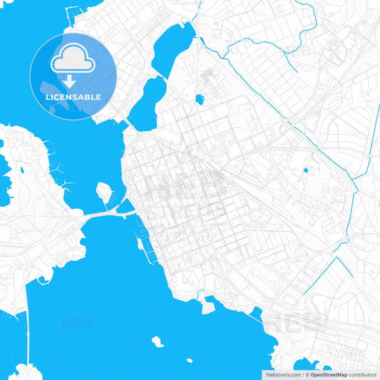 Vaasa, Finland PDF vector map with water in focus