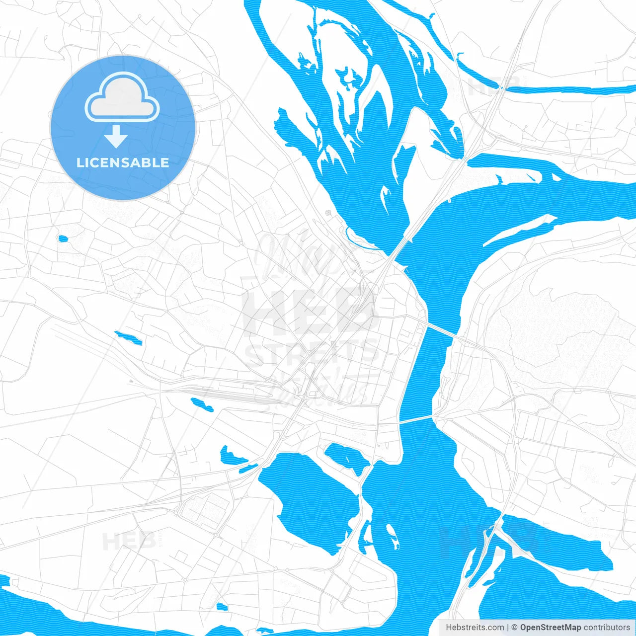 Rovaniemi, Finland PDF vector map with water in focus