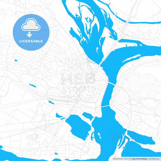 Rovaniemi, Finland PDF vector map with water in focus