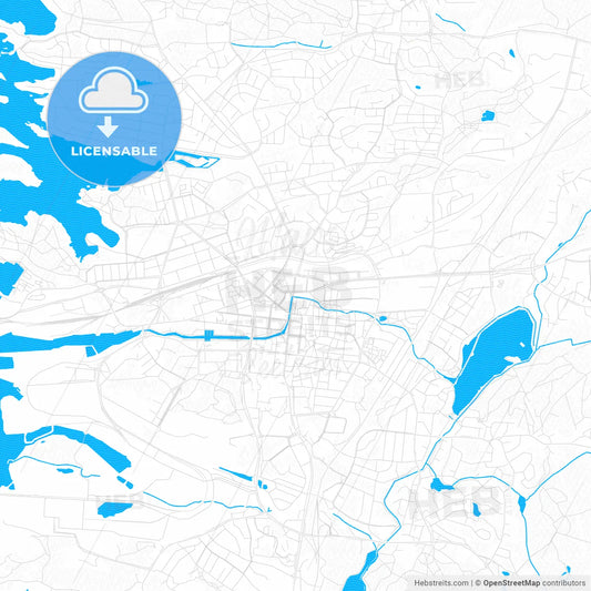 Rauma, Finland PDF vector map with water in focus