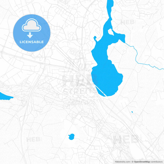Ylöjärvi, Finland PDF vector map with water in focus