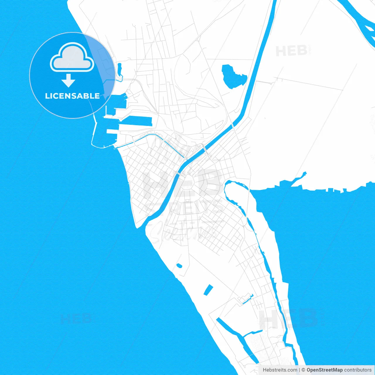 Poti, Georgia PDF vector map with water in focus