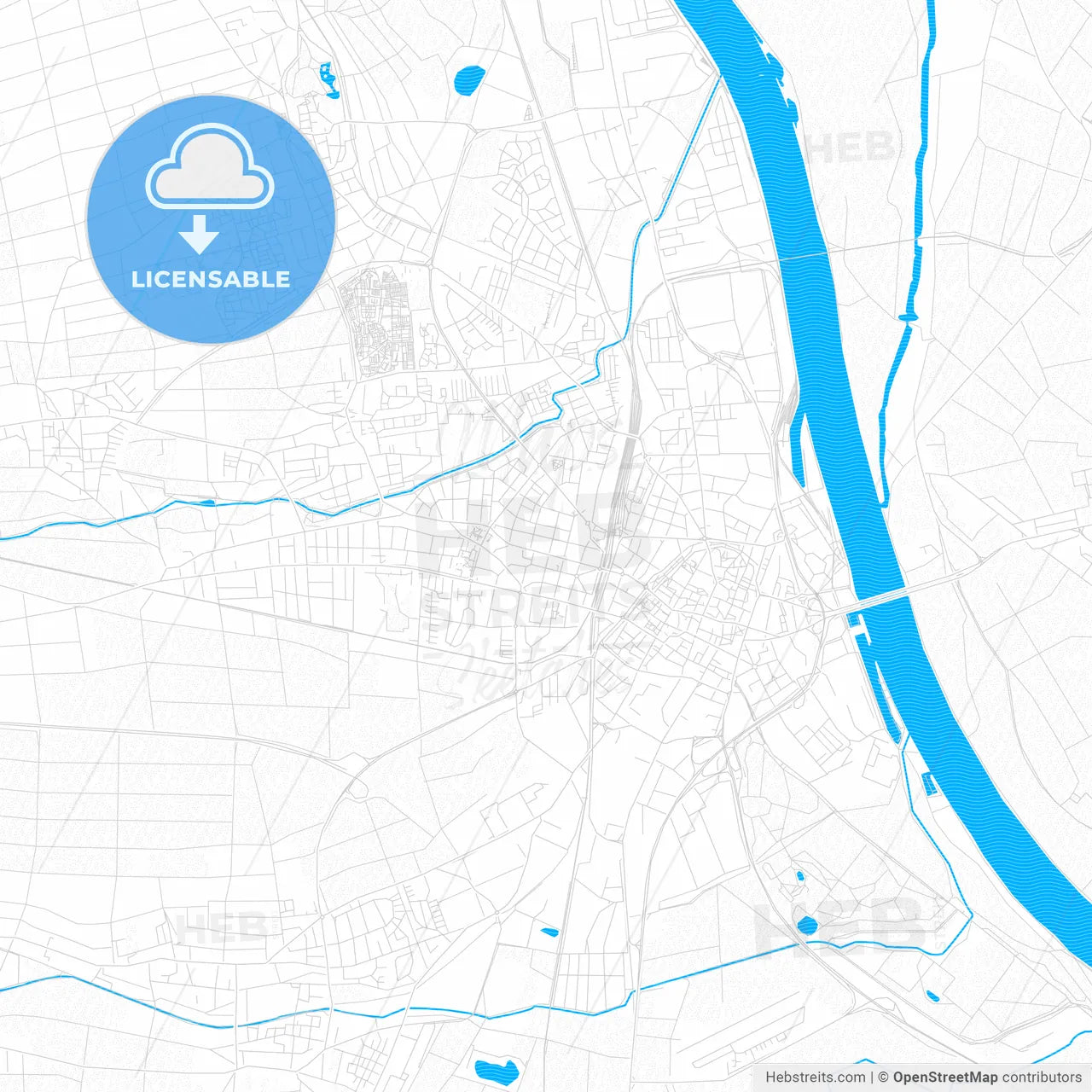 Worms, Germany PDF vector map with water in focus