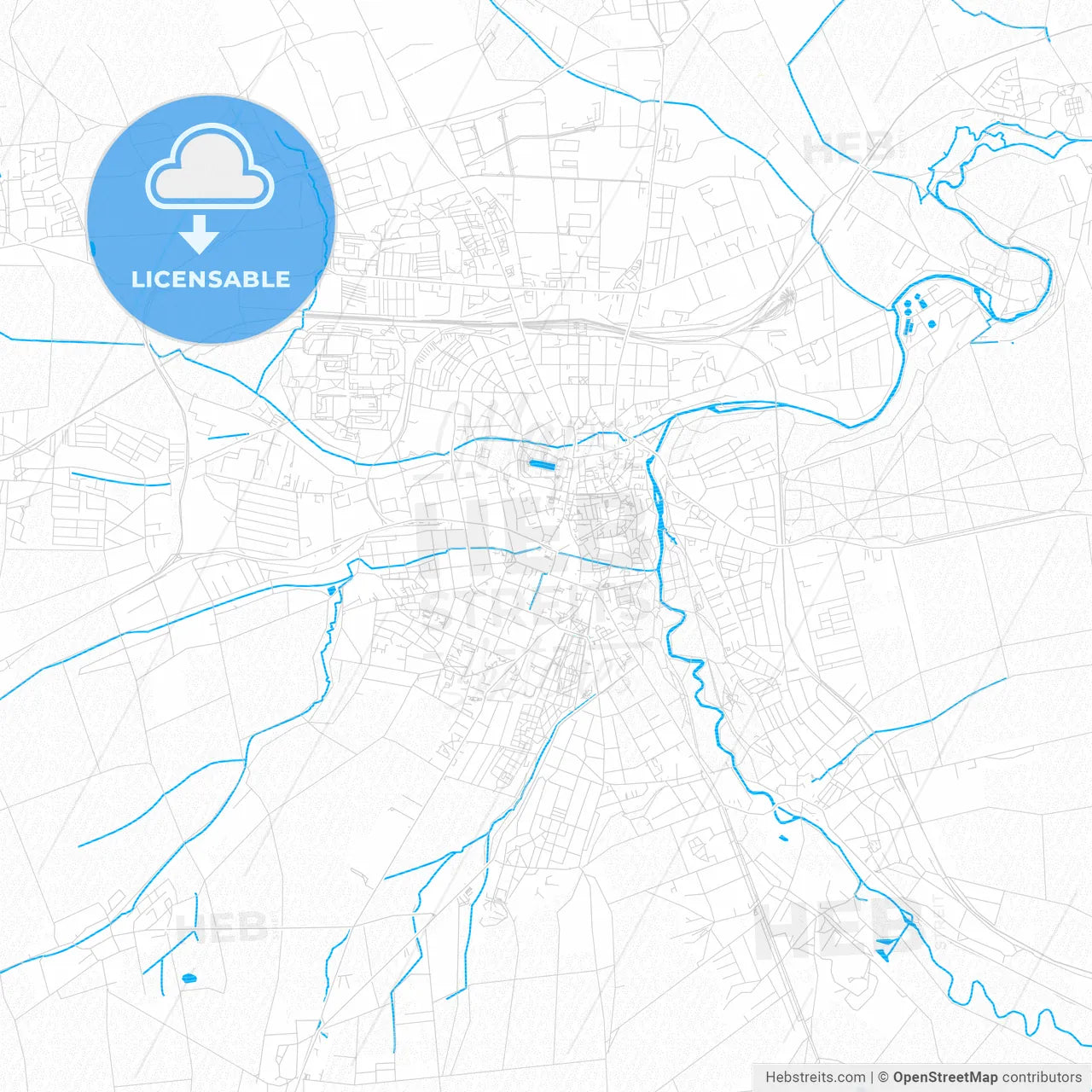 Weimar, Germany PDF vector map with water in focus