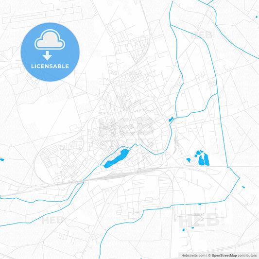 Stendal, Germany PDF vector map with water in focus