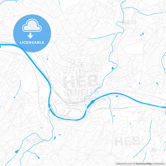 Volklingen, Germany PDF vector map with water in focus