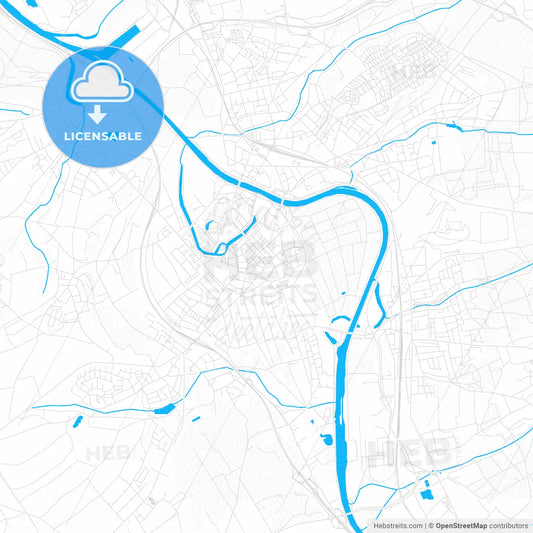 Saarlouis, Germany PDF vector map with water in focus
