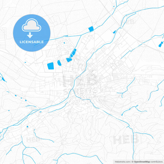 Wernigerode, Germany PDF vector map with water in focus