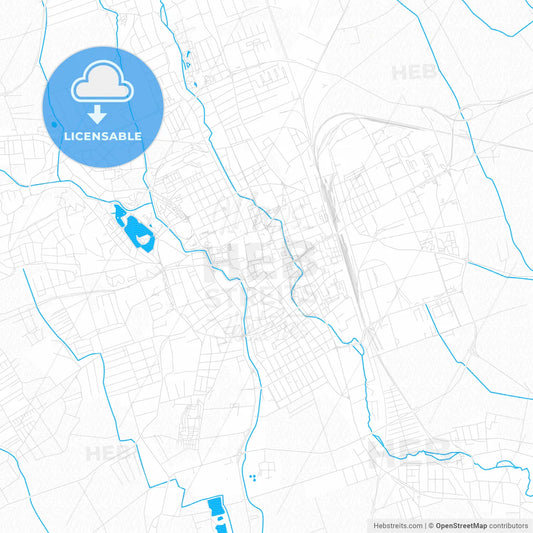 Szombathely, Hungary PDF vector map with water in focus