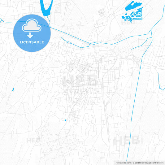 Zalaegerszeg, Hungary PDF vector map with water in focus