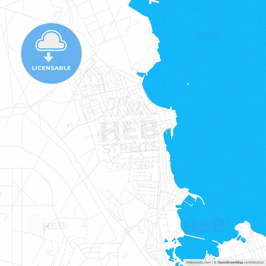 Reykjanesbær, Iceland PDF vector map with water in focus