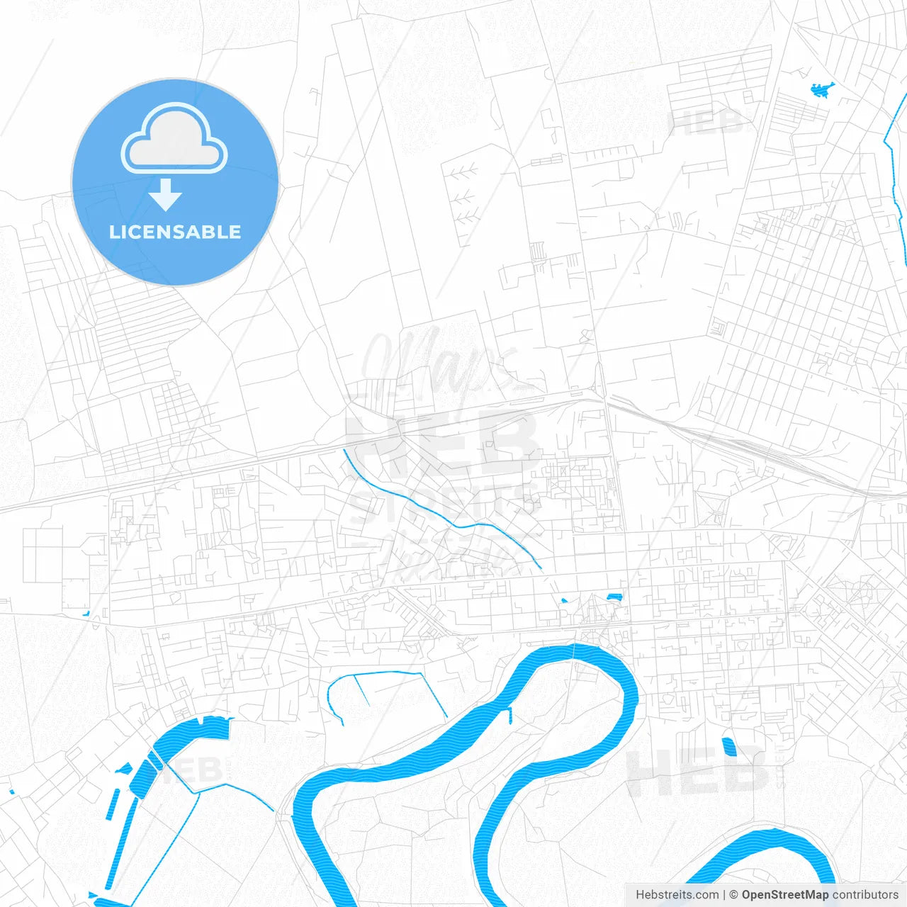 Tiraspol, Moldova PDF vector map with water in focus