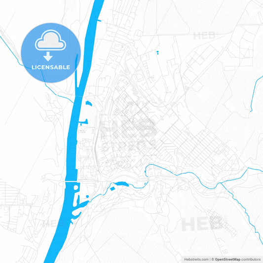 Rîbnița, Moldova PDF vector map with water in focus