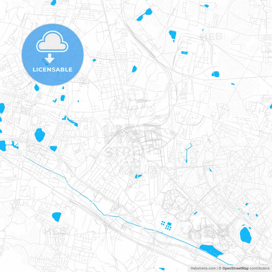 Chorzów, Poland PDF vector map with water in focus