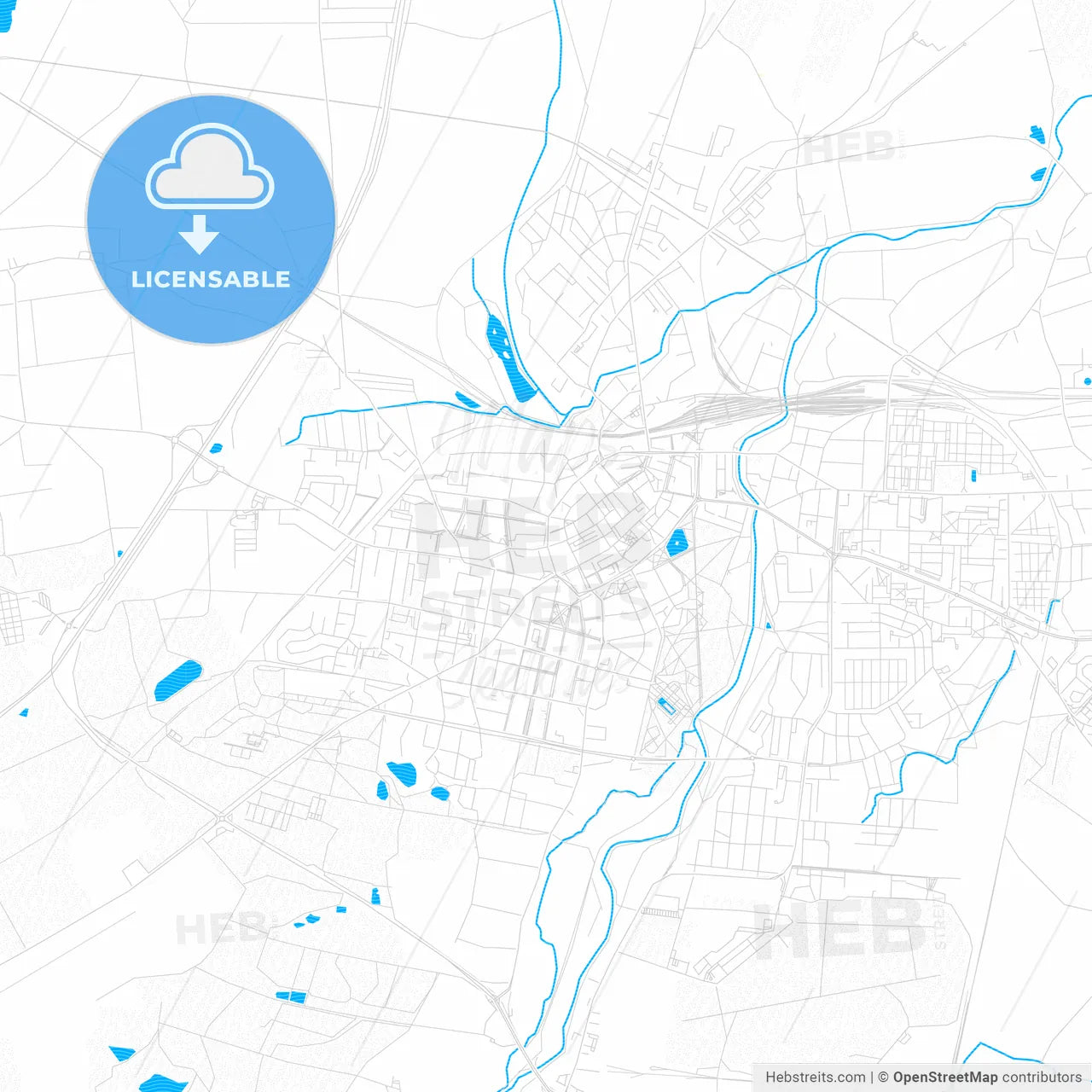 Legnica, Poland PDF vector map with water in focus