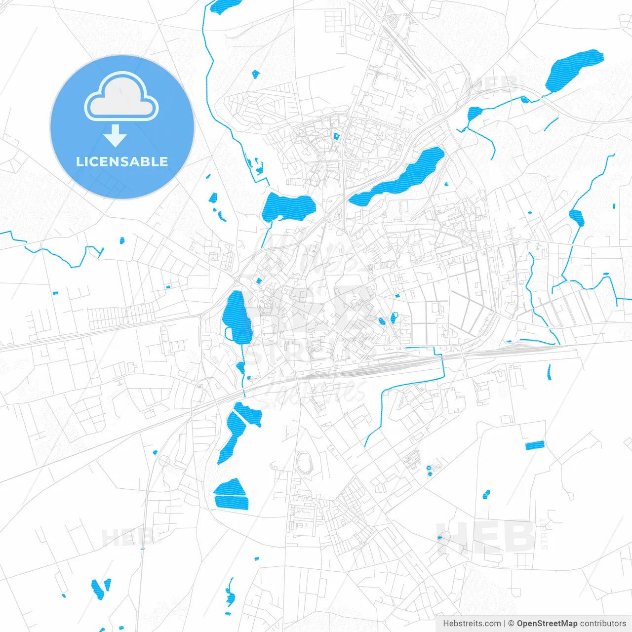 Gniezno, Poland PDF vector map with water in focus