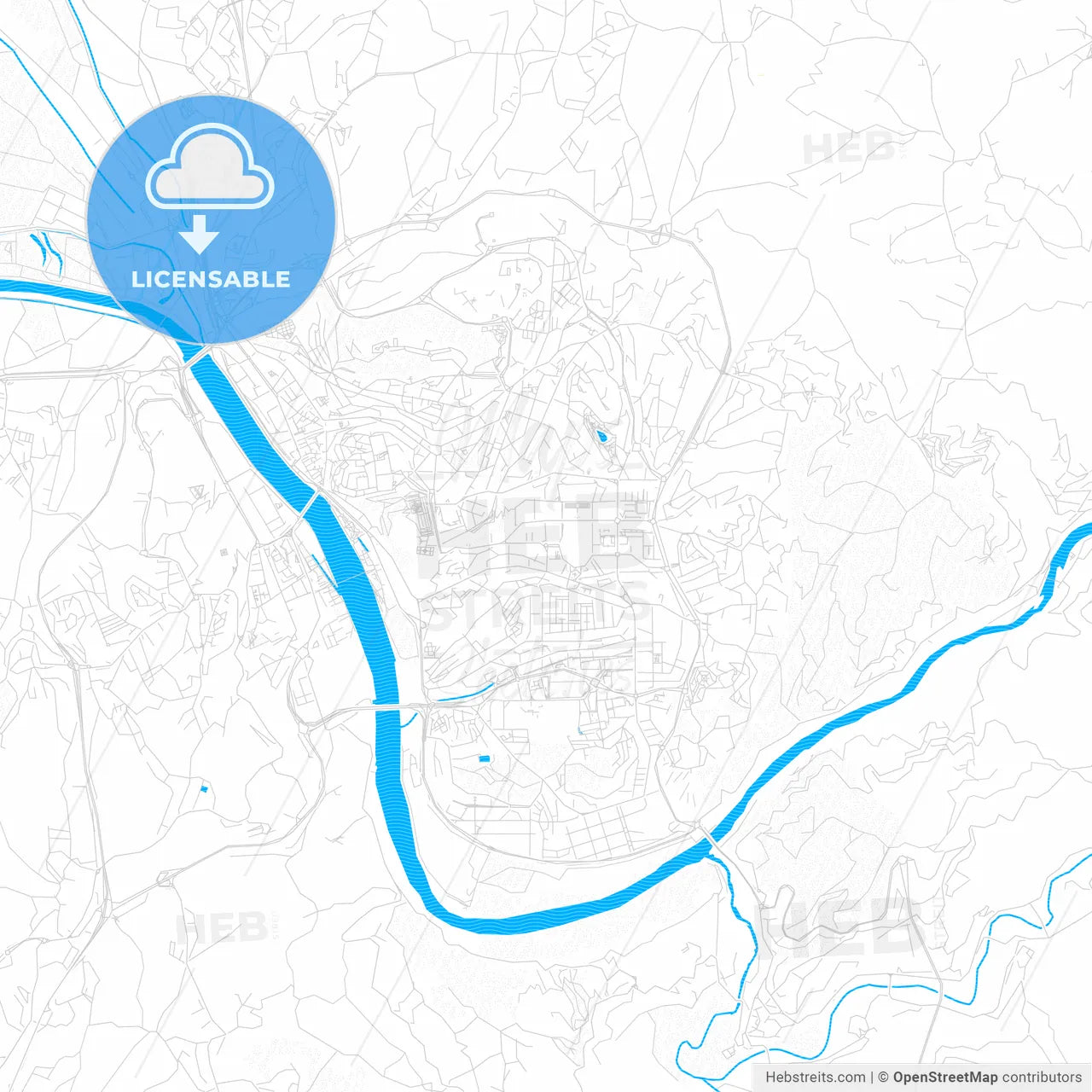 Coimbra, Portugal PDF vector map with water in focus