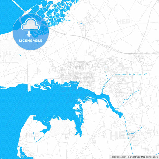 Montijo, Portugal PDF vector map with water in focus
