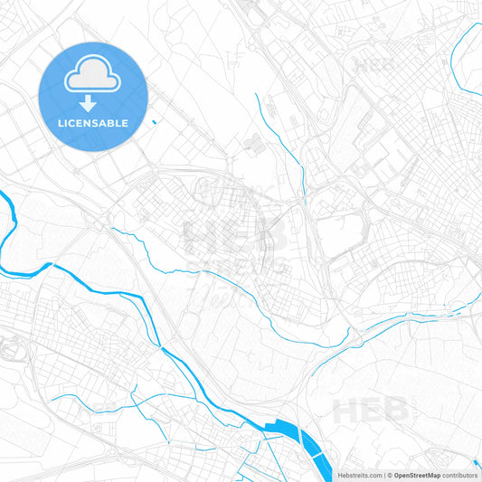 Paterna, Spain PDF vector map with water in focus