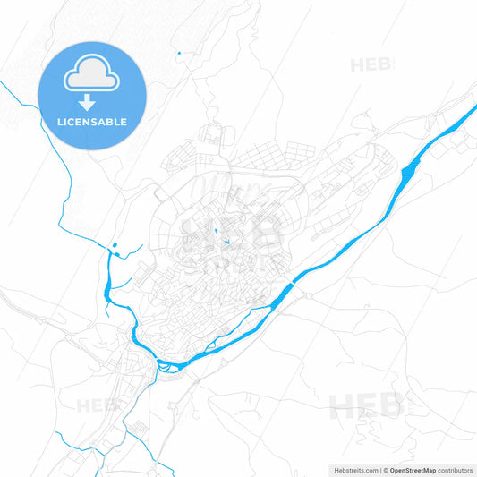 Plasencia, Spain PDF vector map with water in focus