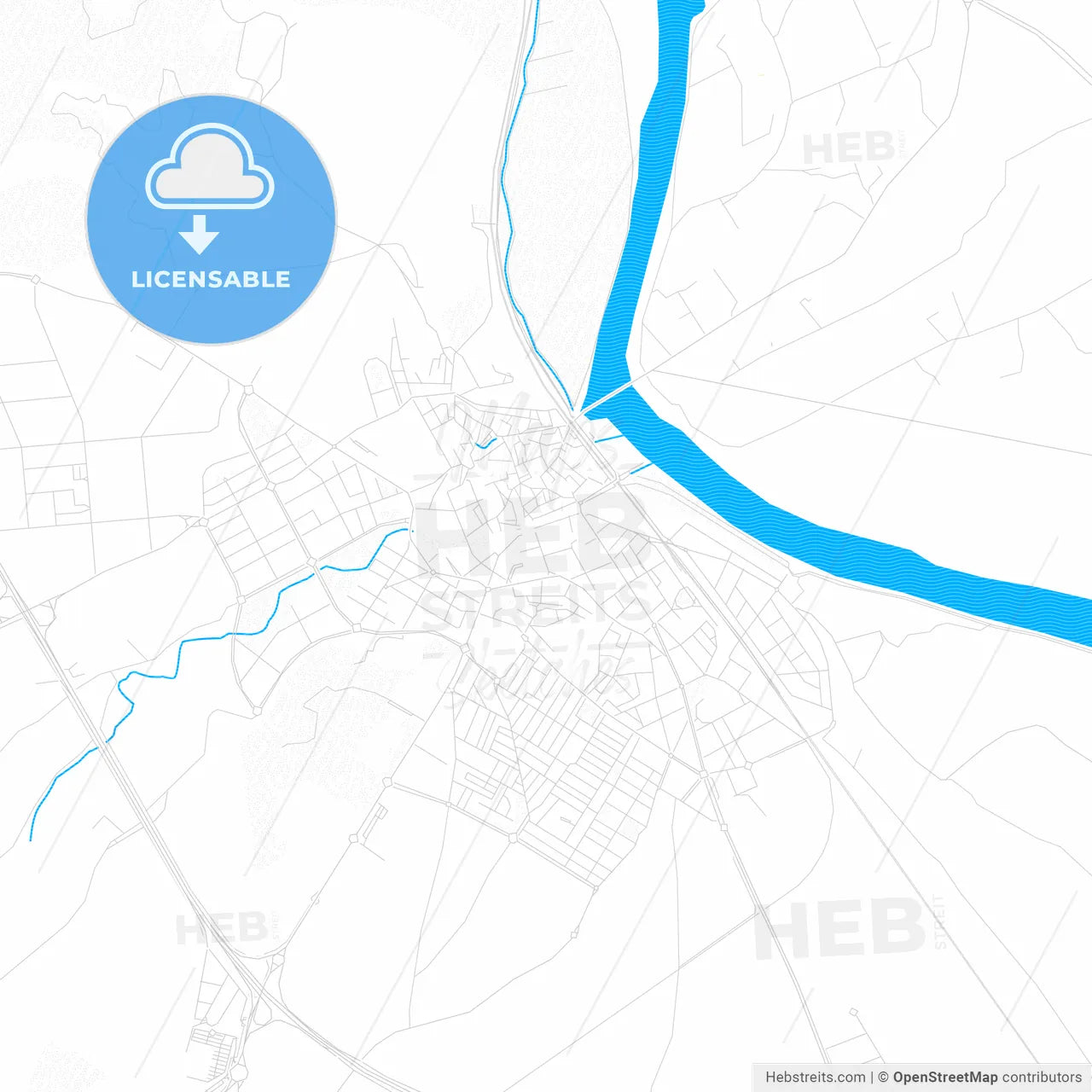 Tudela, Spain PDF vector map with water in focus
