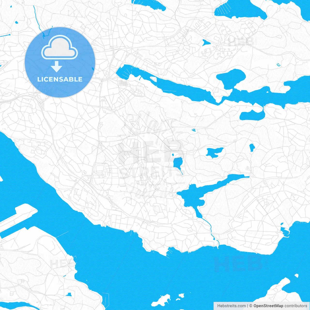 Lidingö, Sweden PDF vector map with water in focus