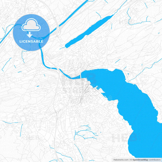 Lucerne, Switzerland PDF vector map with water in focus