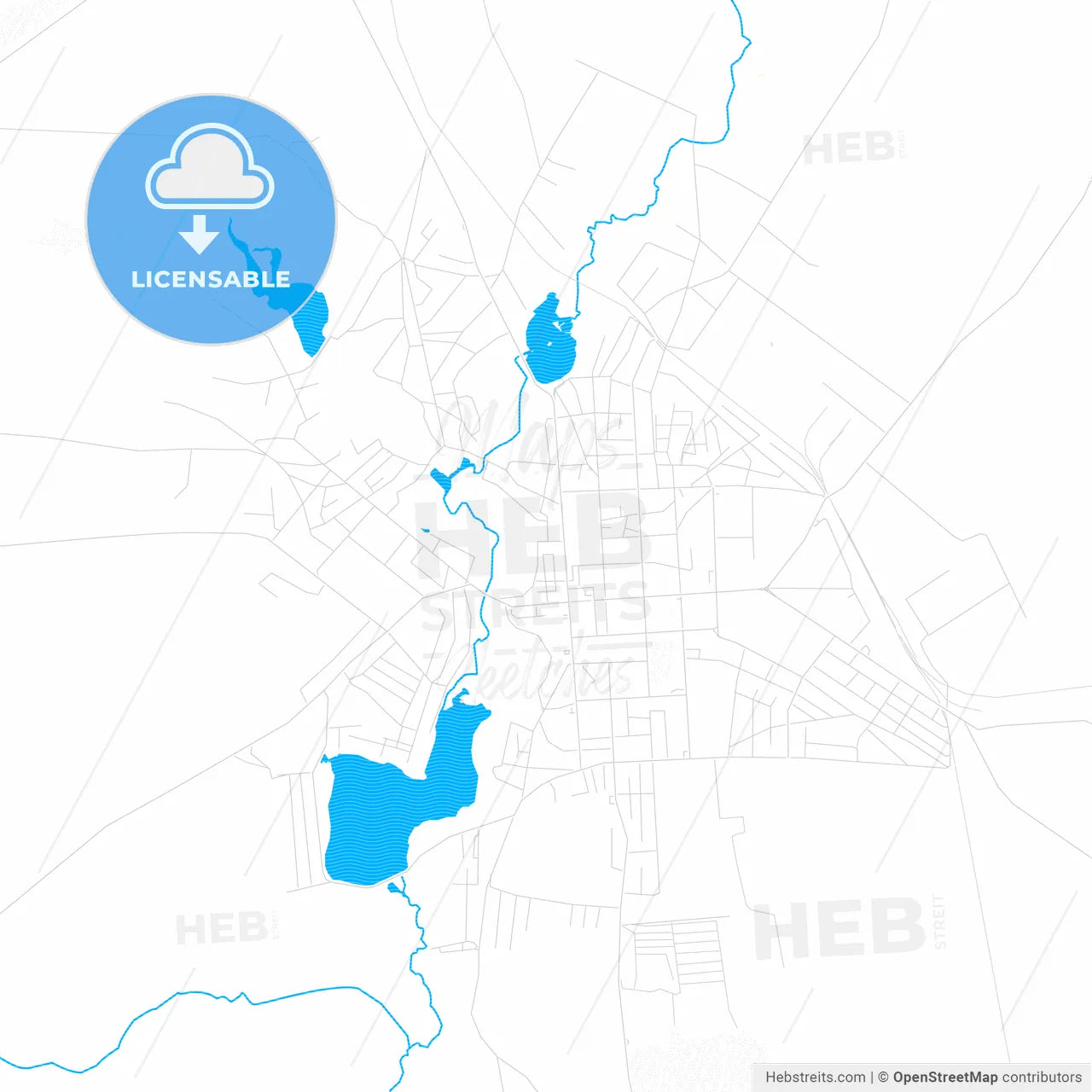 Hlukhiv, Ukraine PDF vector map with water in focus