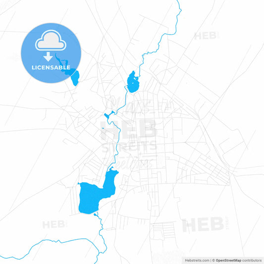 Hlukhiv, Ukraine PDF vector map with water in focus