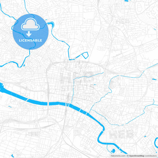 Glasgow, Scotland PDF vector map with water in focus