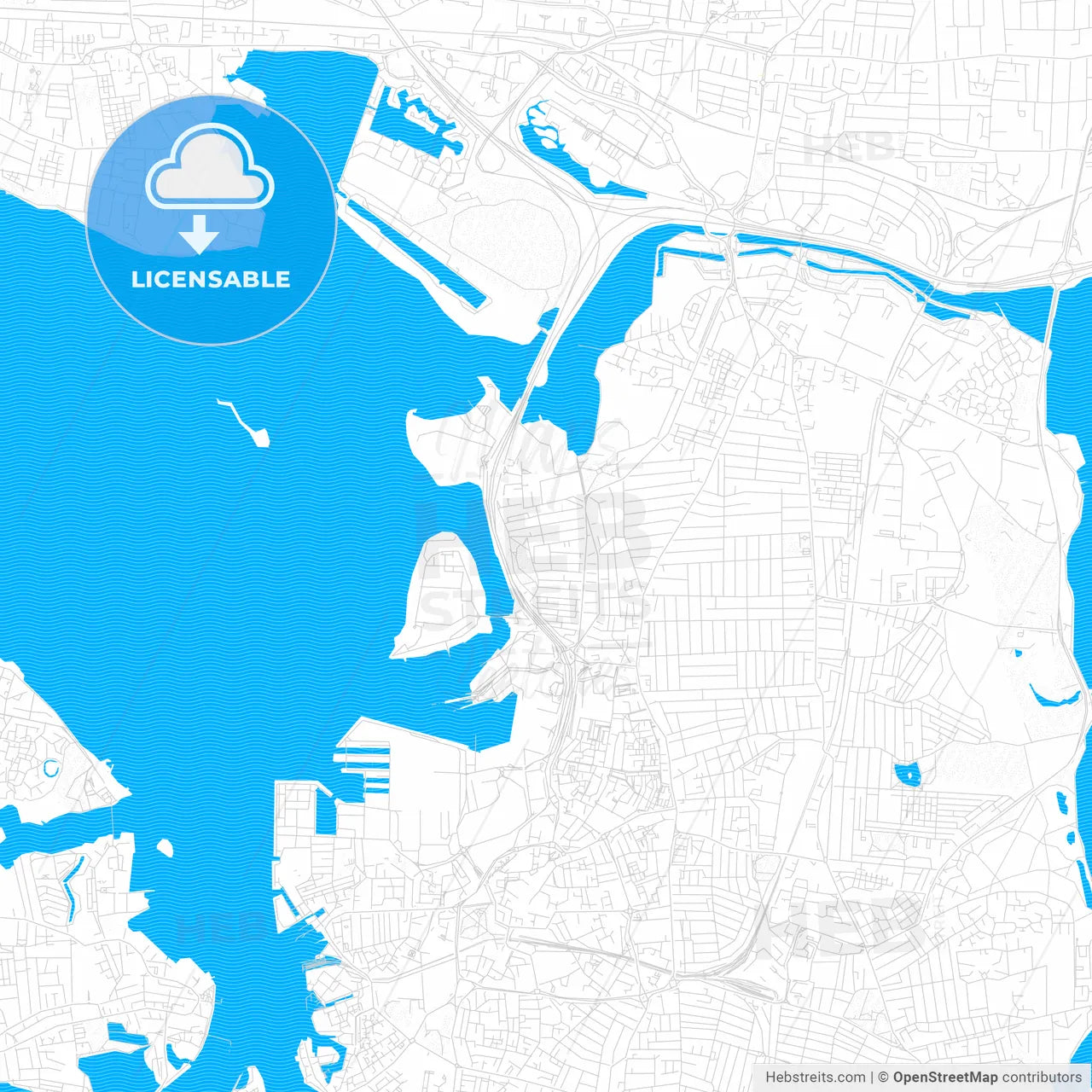 Portsmouth, England PDF vector map with water in focus
