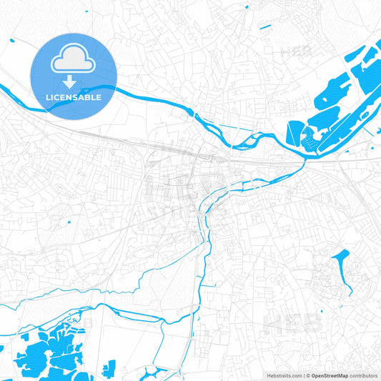 Reading, England PDF vector map with water in focus