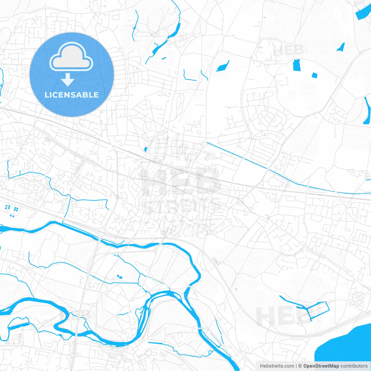 Slough, England PDF vector map with water in focus