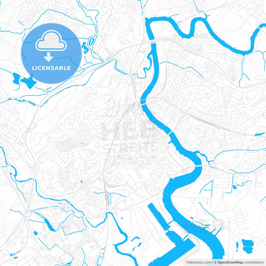 Newport, Wales PDF vector map with water in focus