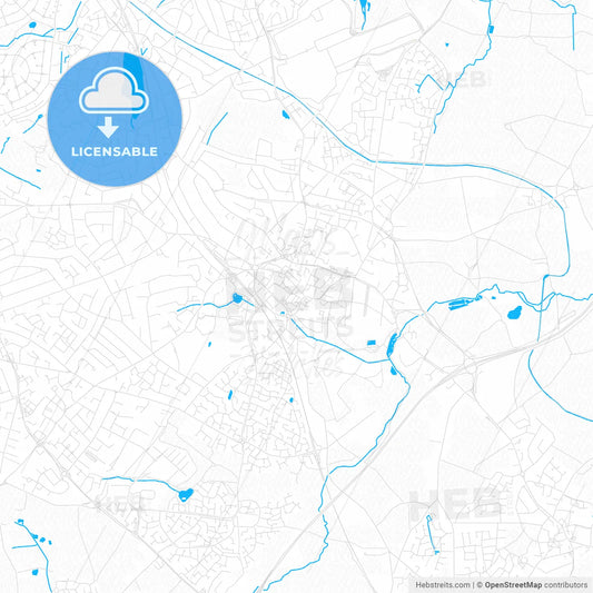 Solihull, England PDF vector map with water in focus