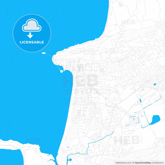 Weston-super-Mare, England PDF vector map with water in focus