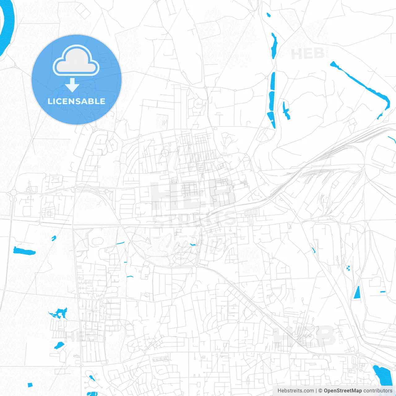 Scunthorpe, England PDF vector map with water in focus