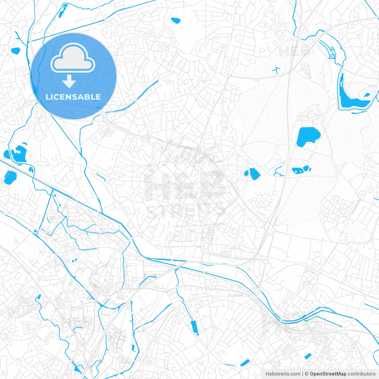 West Bromwich, England PDF vector map with water in focus